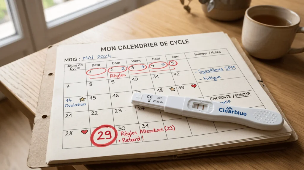 calendrier de cycle et retard de règles signes de grossesse