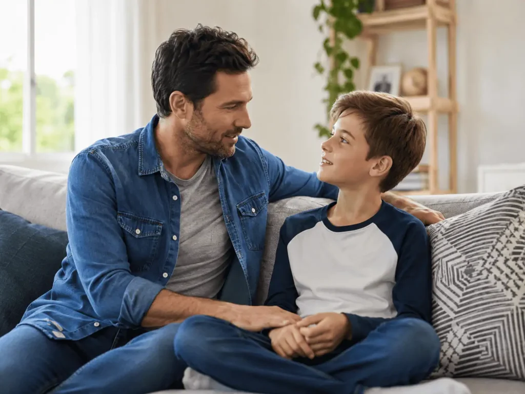 comment aborder la sexualité avec son enfant, parent et enfant en discussion bienveillante