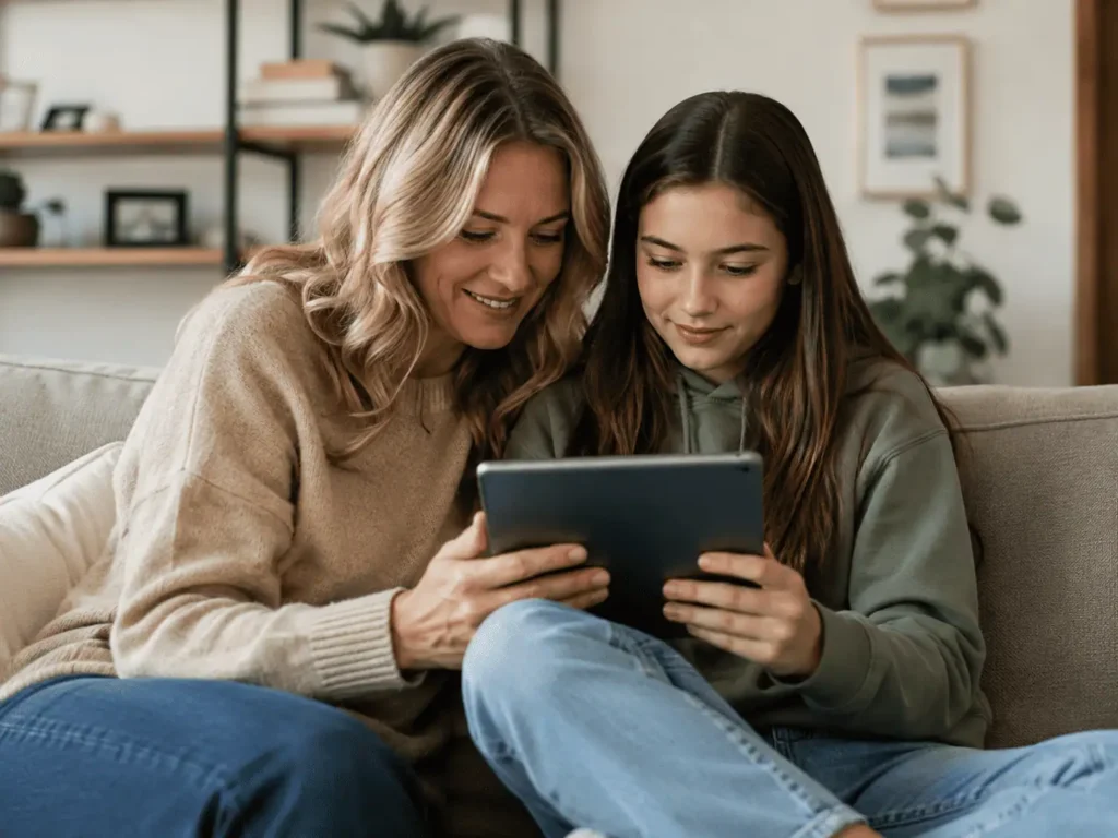 parents et ado fixent des règles sur les réseaux sociaux, contrôle parental