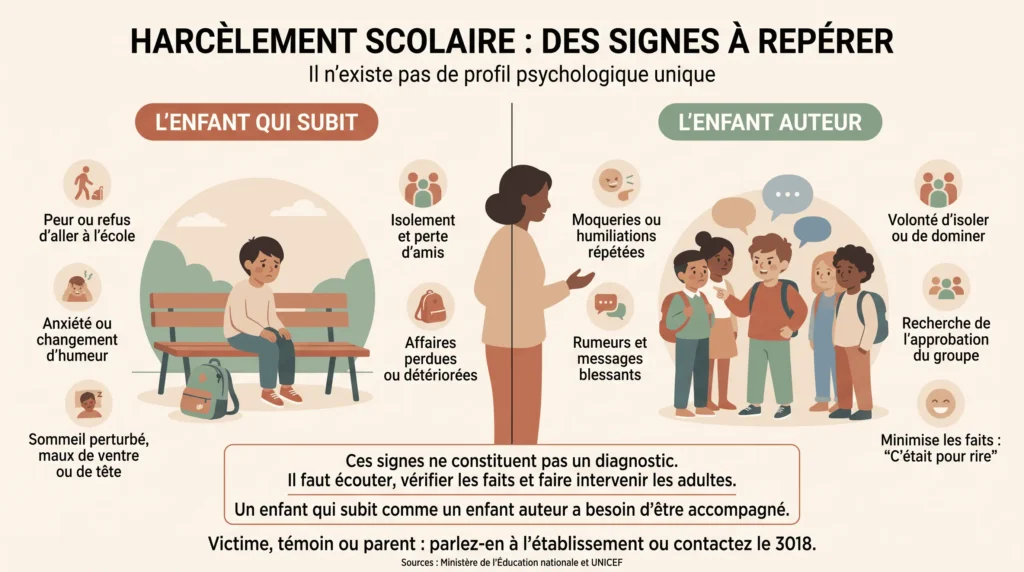 profil enfant harcelé et harceleur harcèlement scolaire causes