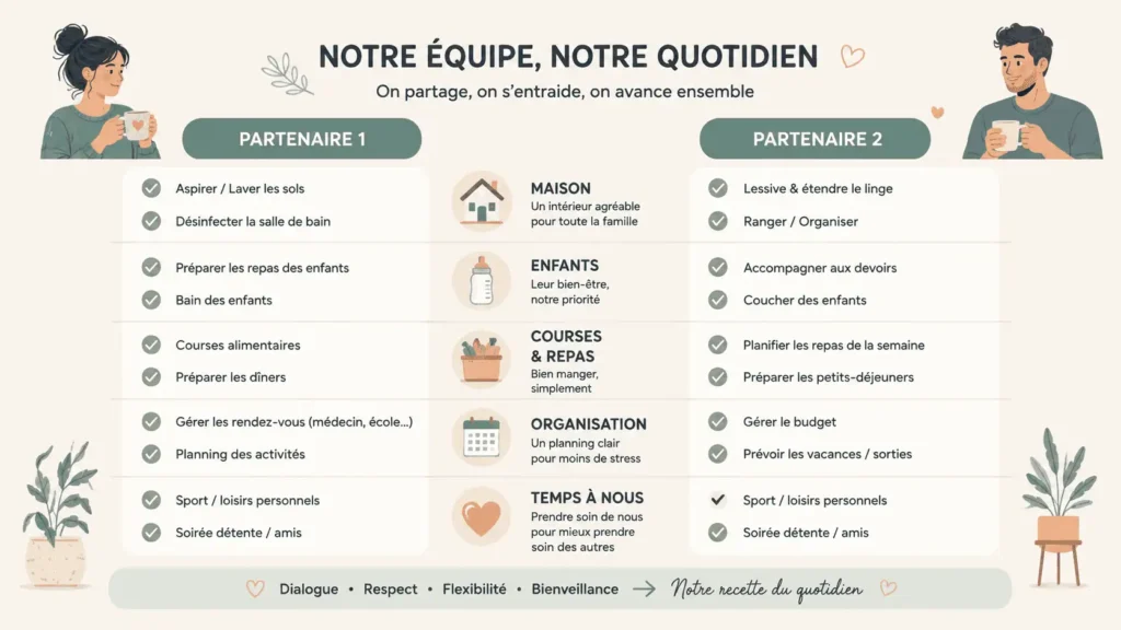 répartition des tâches parentales et charge mentale en couple avec bébé