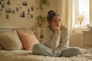 Ado vivant des changements émotionnels ado dans sa chambre