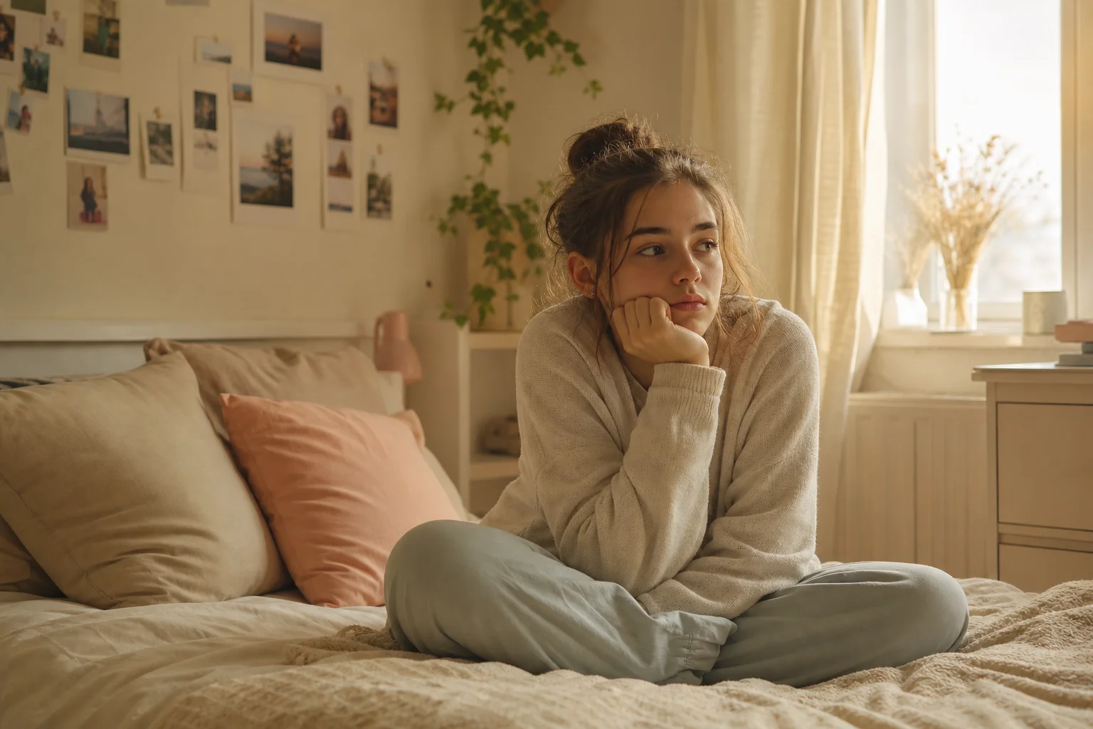 Ado vivant des changements émotionnels ado dans sa chambre