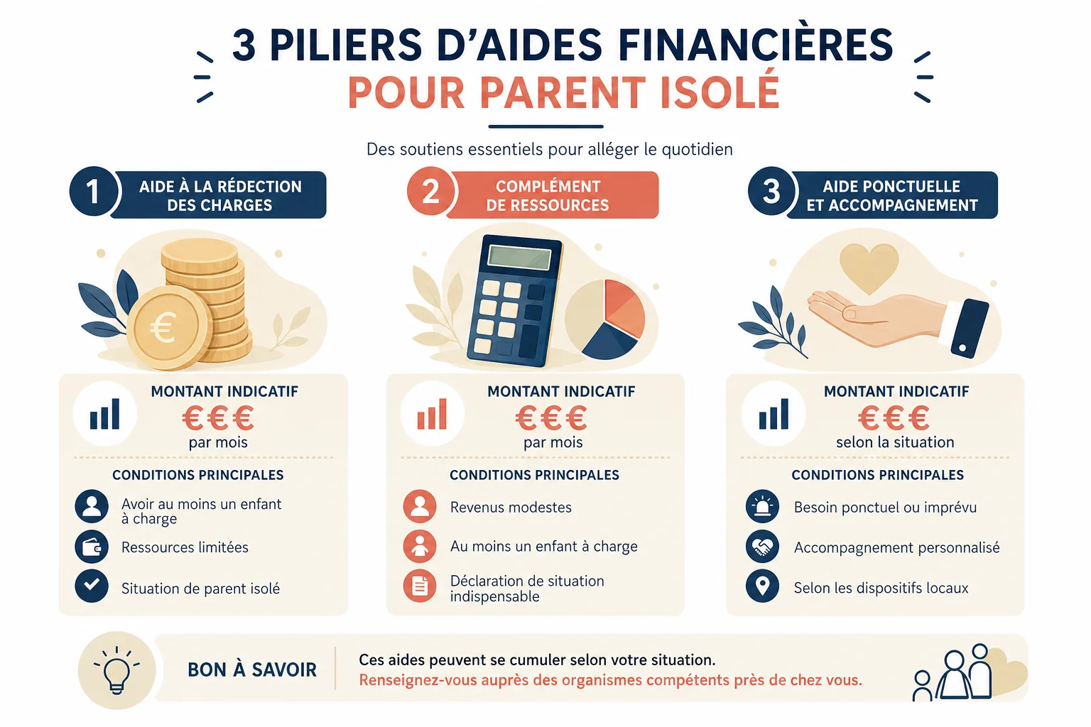 Infographie des aides financières pour parent isolé en 2026