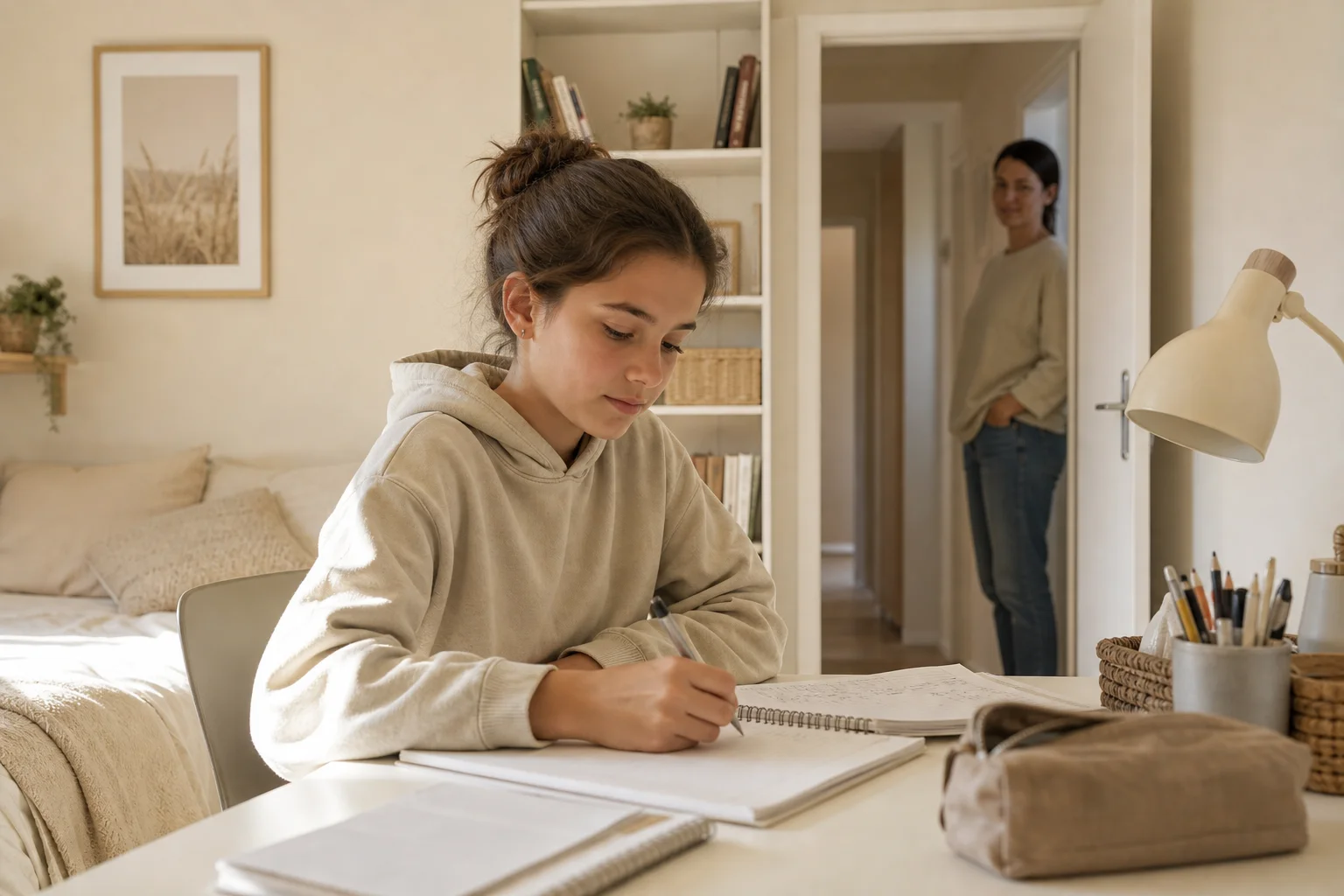 adolescente en autonomie pendant l'aide aux devoirs