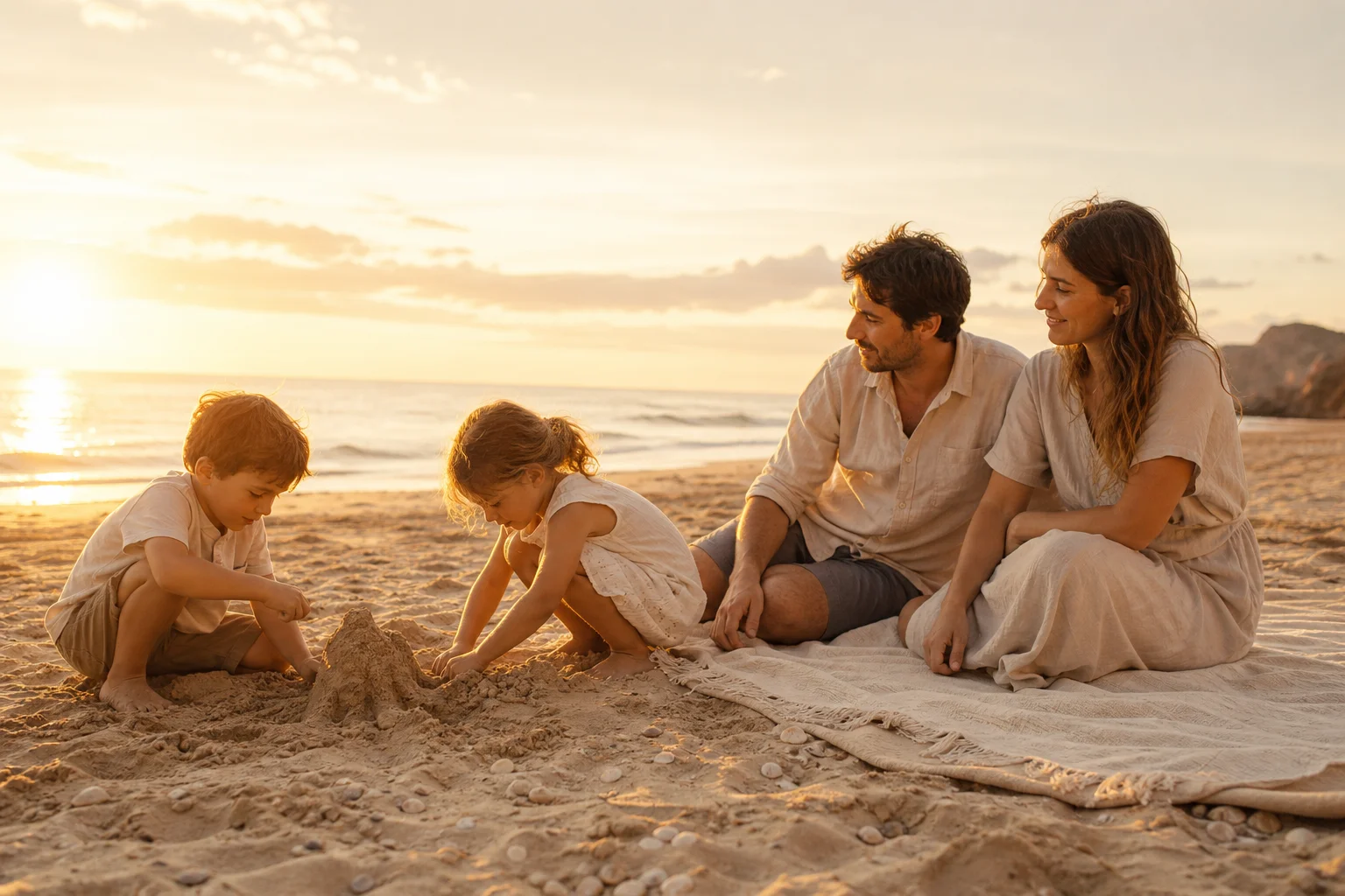 Le bord de mer idéal pour les vacances en famille Vacances en famille au bord de mer avec enfants sur la plage