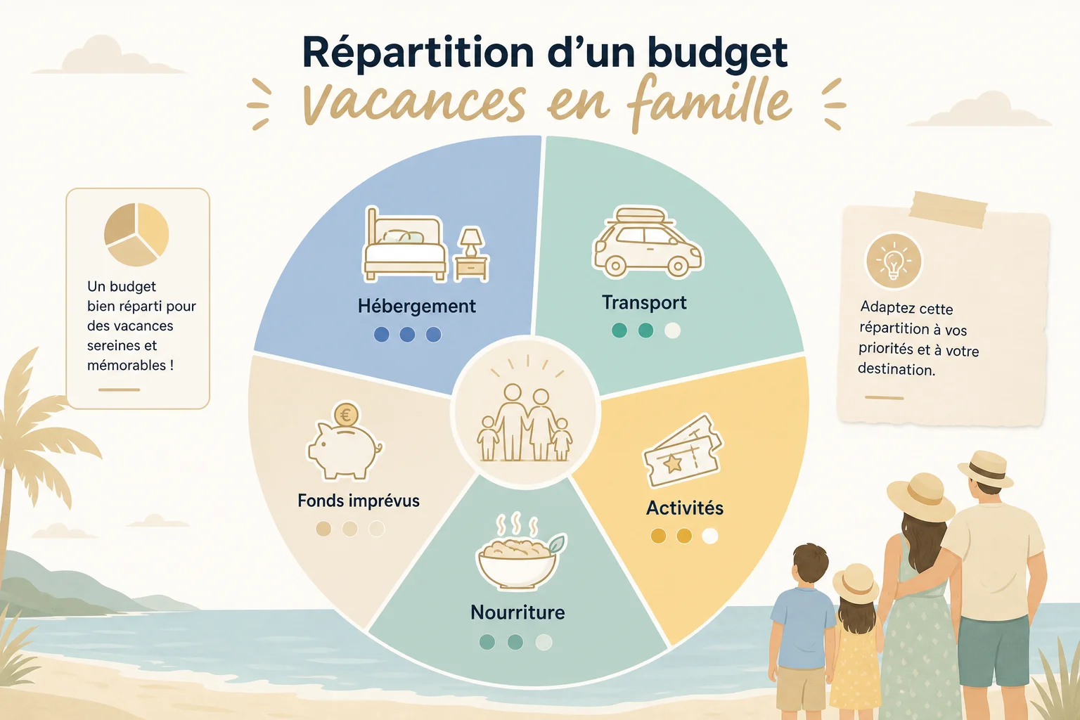 Budget vacances en famille expliqué Répartition du budget vacances en famille par poste de dépense