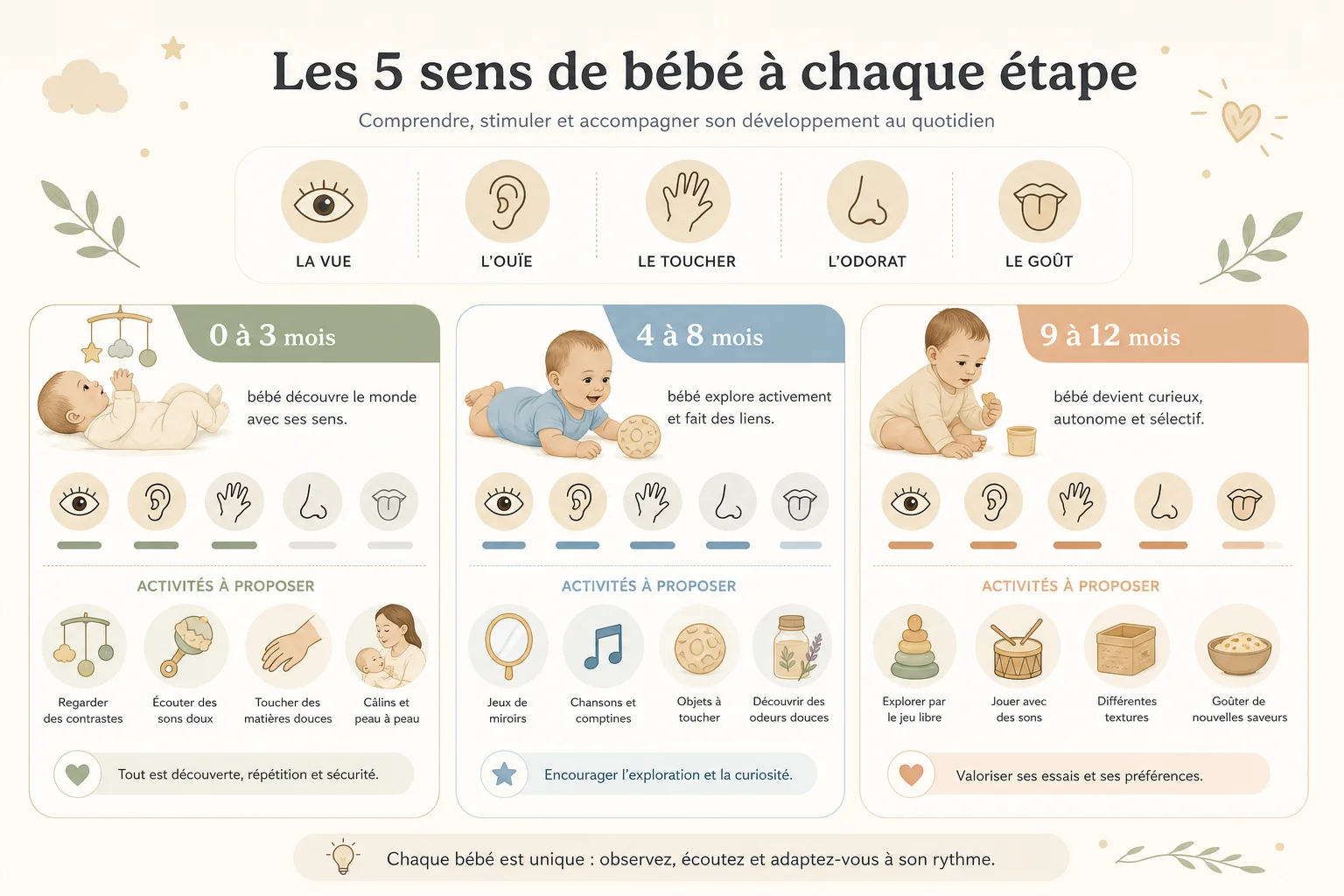 Activités d'éveil sensoriel bébé par tranche d'âge activités éveil sensoriel bébé selon l'âge 0 à 18 mois