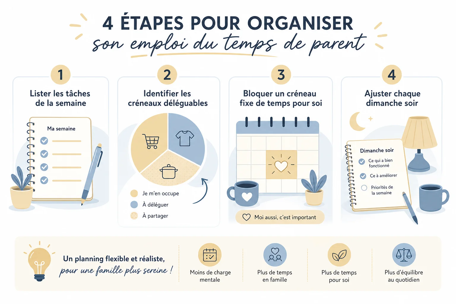 étapes pour organiser son temps et se retrouver en tant que parent